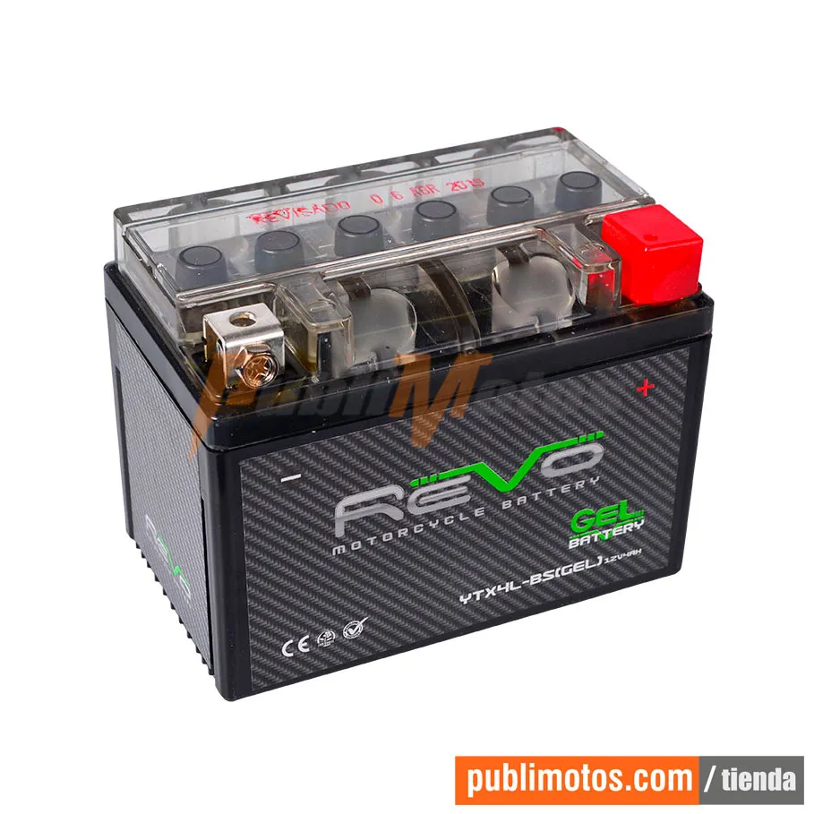 BATERIA GEL YTX4L-BS REVO | 12V 4AH | ECO DLX EURO II-BOXER 125 CT-PLATINO110-125-SPLNDR NXG EURO II-C100 BIZ-DREAM110 NEO